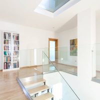 Hallway with white walls in modern house